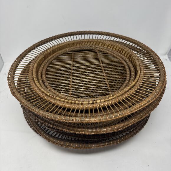 Woven Wicker Rattan Plate Chargers 14 1/2" Diameter Seven (7) Ct VGUC - Picture 1 of 3